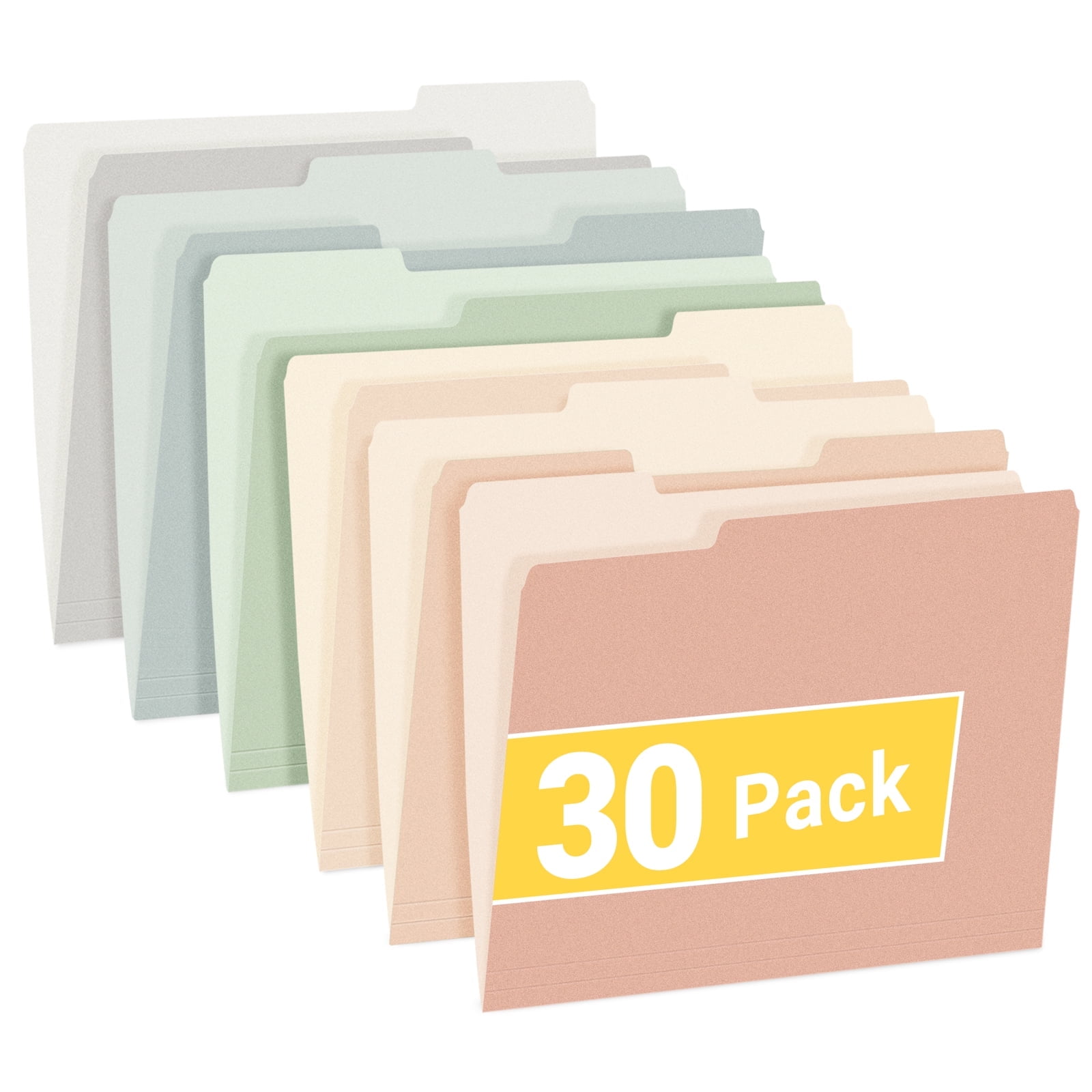 SUNEE File Folders, 30 Pack Manilla Folders 8.5 x 11, Colored File Folders Home Office School Supplies for Documents Files Paper,6 Pastel Colors