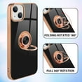 thumbnail image 3 of for iPhone 13 Case with Ring Holder Luxury Glitter Plating Gold Edge 360 Rotation Kickstand Phone Case for Women Shockproof Soft TPU Anti-Scratch Protective Cover Case-Black, 3 of 12