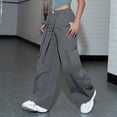 thumbnail image 5 of Sngxgn Plus Size Cargo Lounge Pants for Women Casual Wide Leg Pants with Pockets(Grey,M), 5 of 9