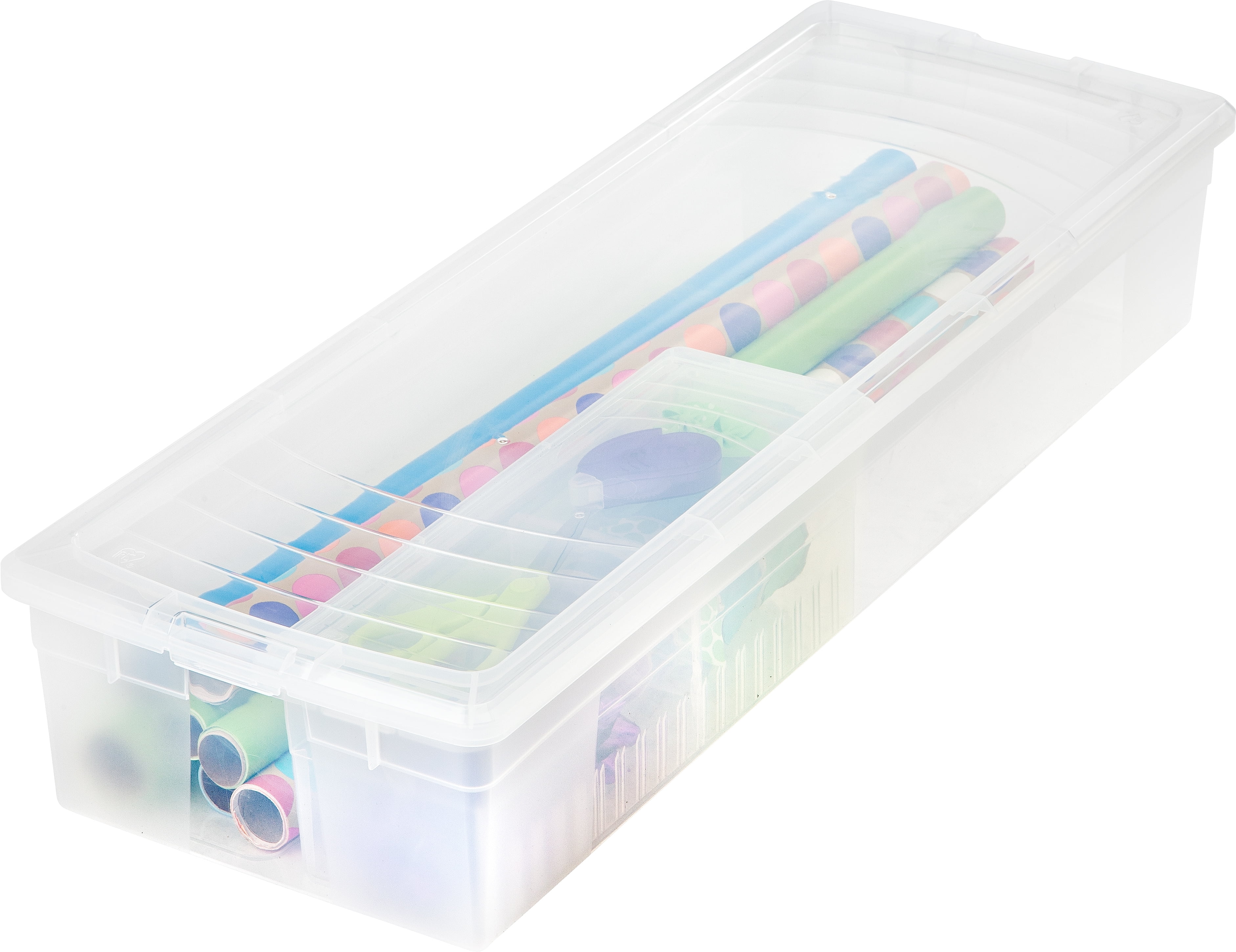 IRIS 30 in. Wrapping Paper Storage Box in Clear 105000 - The Home Depot