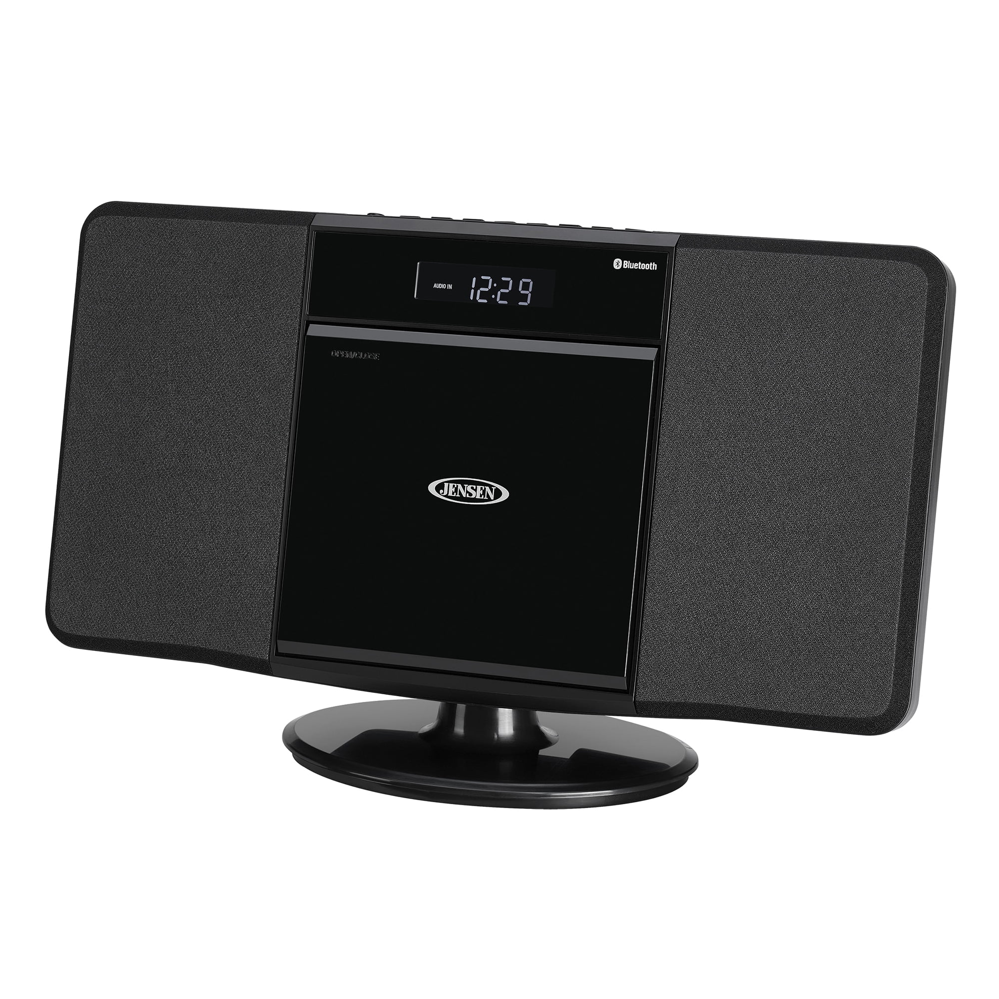 JENSEN Bluetooth JBS-300 Wall-Mountable Music System With CD Player And AM/FM Radio, 9.33"H x 14.84"W x 3.54"D, Black