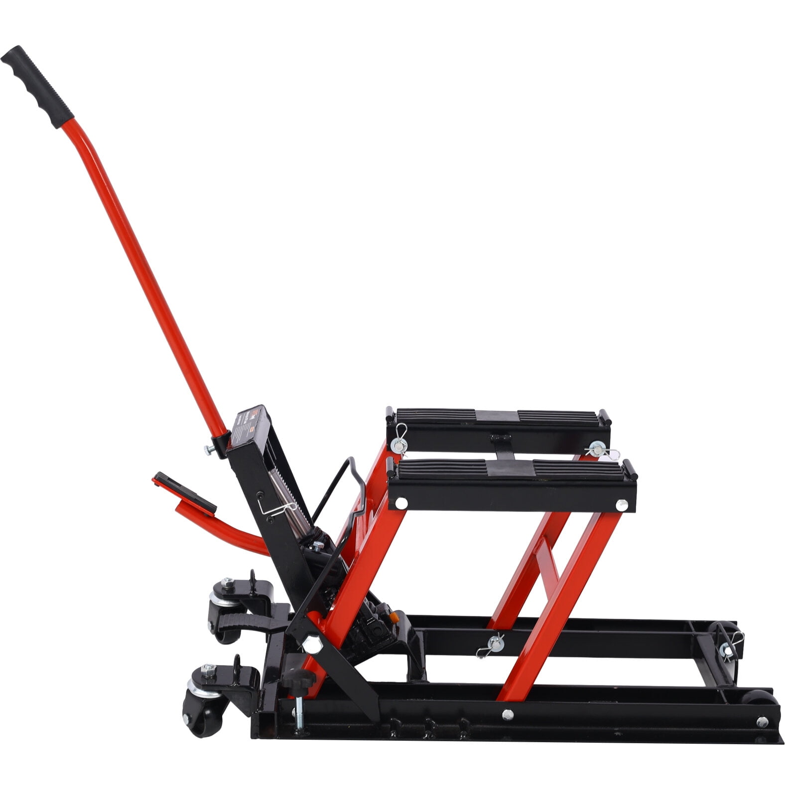 , Hydraulic Motorcycle Lift Jack, 1500 LBS Capacity ATV Scissor Lift Jack, Portable Motorcycle Lift Table with 4 Wheels, Hydraulic Foot-Operated Hoist Stand for Motorcycle ATV UTV Powersports,