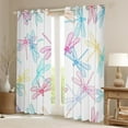 thumbnail image 2 of Erosebridal Colorful Dragonfly Blackout Curtains Cute Animal Curtains, Pink Teal Purple Dragonflies Curtains & Drapes Yellow Red Orange Living Room Curtains White Cartoon Window Curtains, 2 of 6