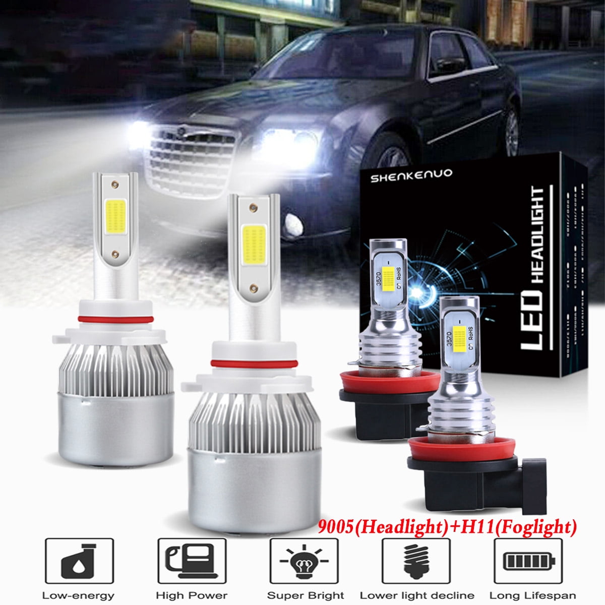 XENTRONIC LED HID Headlight Conversion kit 9012 6000K for 2011-2015 Chrysler 200 