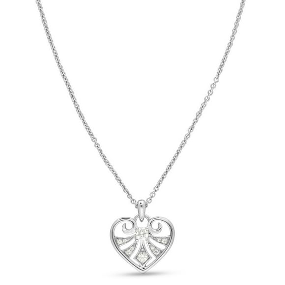 Pendentif Diamant Canadien en Argent Sterling 18 Pouces avec 1x.085, 9x.007ctw Si2 Hi