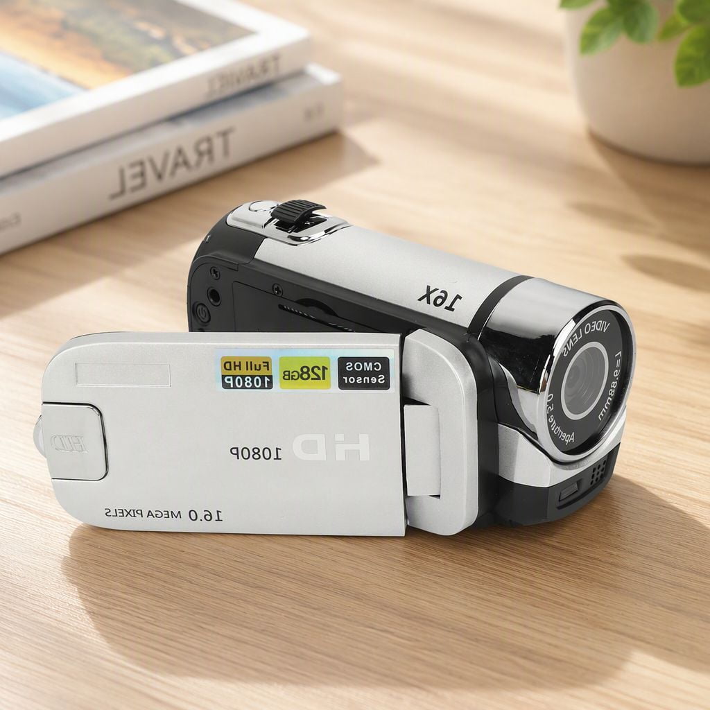1 Retro-Style Camcorder, 16MP Video Camera, 1080P Video Recording, 2.4 Inch Rotatable Screen, 16X , Fill Light, Recorder for Teens and Adults