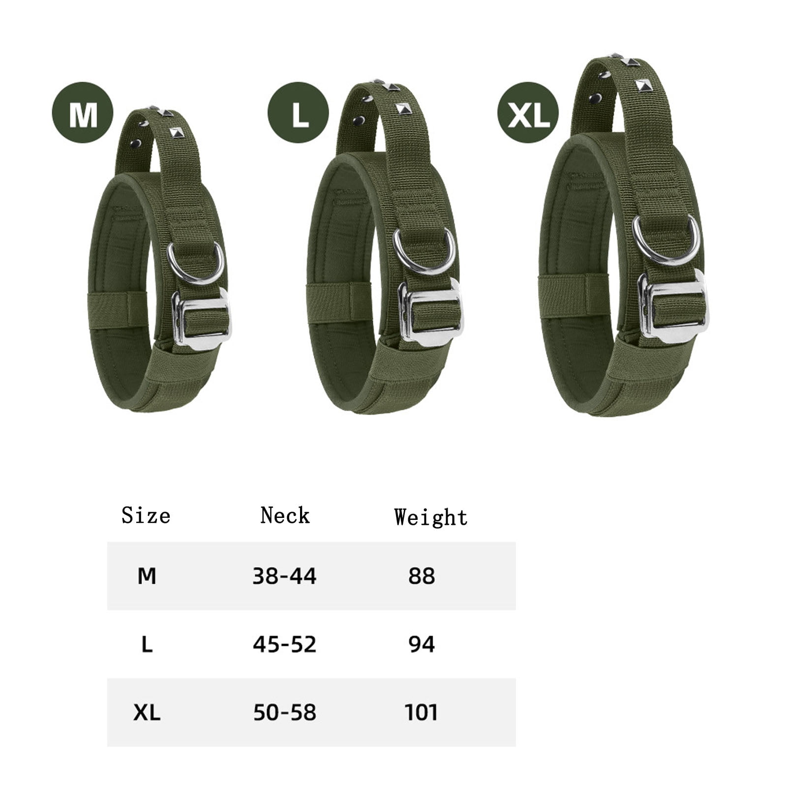 Large Dog Collar with Heavy Duty Leash Tactical Padded Nylon Pet Collar for Large Dogs Adjustable Training Gear with Metal Buckle and Studded Design Brown