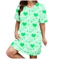 thumbnail image 1 of Chemises de Nuit pour Femmes Grande Taille Robe de Nuit Décontractée Grande Taille Imprimé Cœur Manches Courtes Col Rond Extensible Moyen Ample Robe de Nuit Saint-Valentin TTTG, 1 of 4