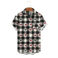 thumbnail image 6 of biudgviw Men's Valentines Day Shirt Lapel Button Down Graphic Tees Fitness Muscle Short Sleeve Top Heart Print Festival Outfits with Pocket, 6 of 6