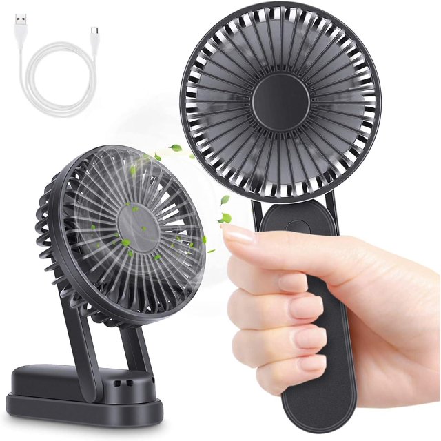 USB Fan, Mini Table Fan with Rechargeable 2500mAh Battery Quiet Portable Fan 3 Speed Adjustable USB Pocket Foldable Handle