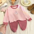 thumbnail image 2 of masbird Pajamas Sets Viscose from Bamboo Toddler Girls Boys Snug Fit Pjs Kids Short Sleeve Graphic Top & Pants Breathable Sleepwear(Pink,12-18 M), 2 of 4