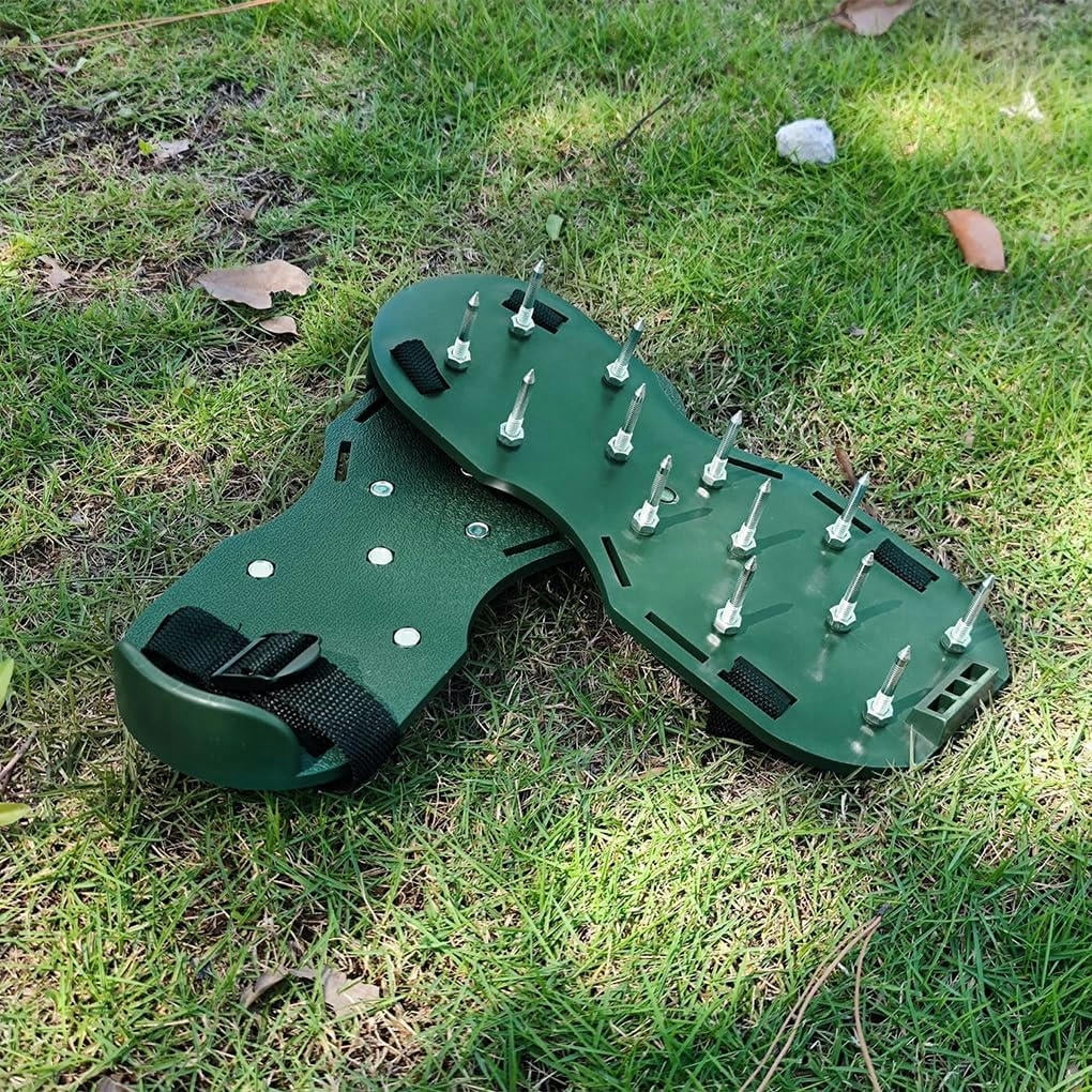 Lawn Aerator 1 Pair Grass Spiked Gardening Walking Revitalizing Lawn Aerator Sandals Nail Shoes Yard Garden Tool Scarifier Cultivator(Black)