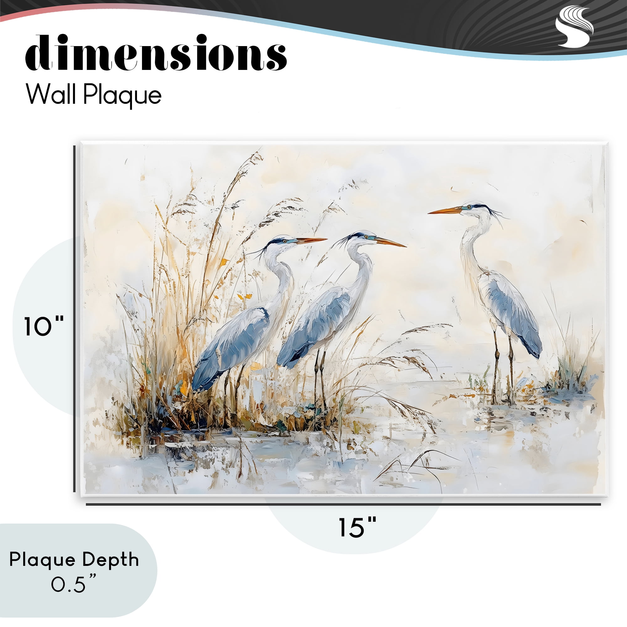 Stupell Industries Blue Heron Trio in Wetlands Wall Plaque Art, design by LSR Design Studio