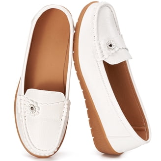 Womens White Loafers Slip On Flat Shoes, Comfortable  display picture 3