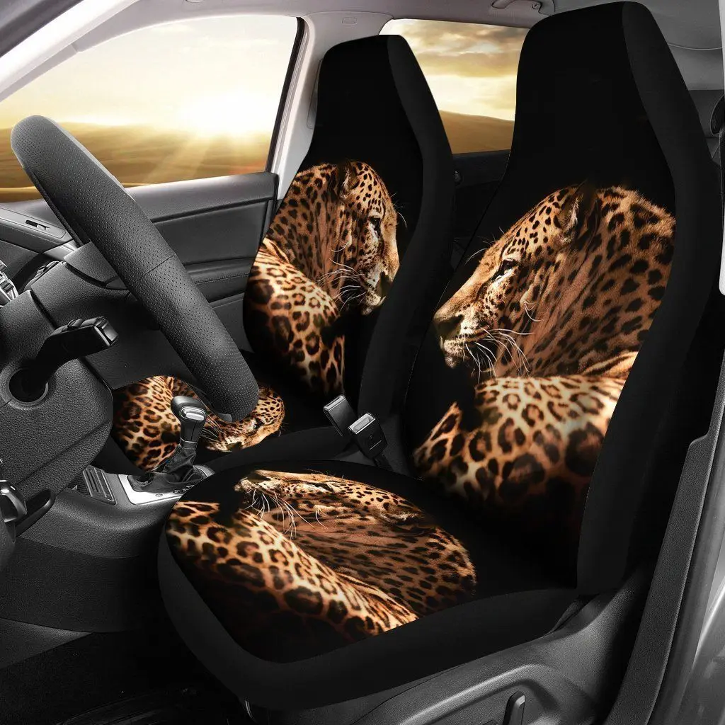 Print Animal Print Front Seat Cover Polyester Car Car Seat Protection Cheetah Print Universal