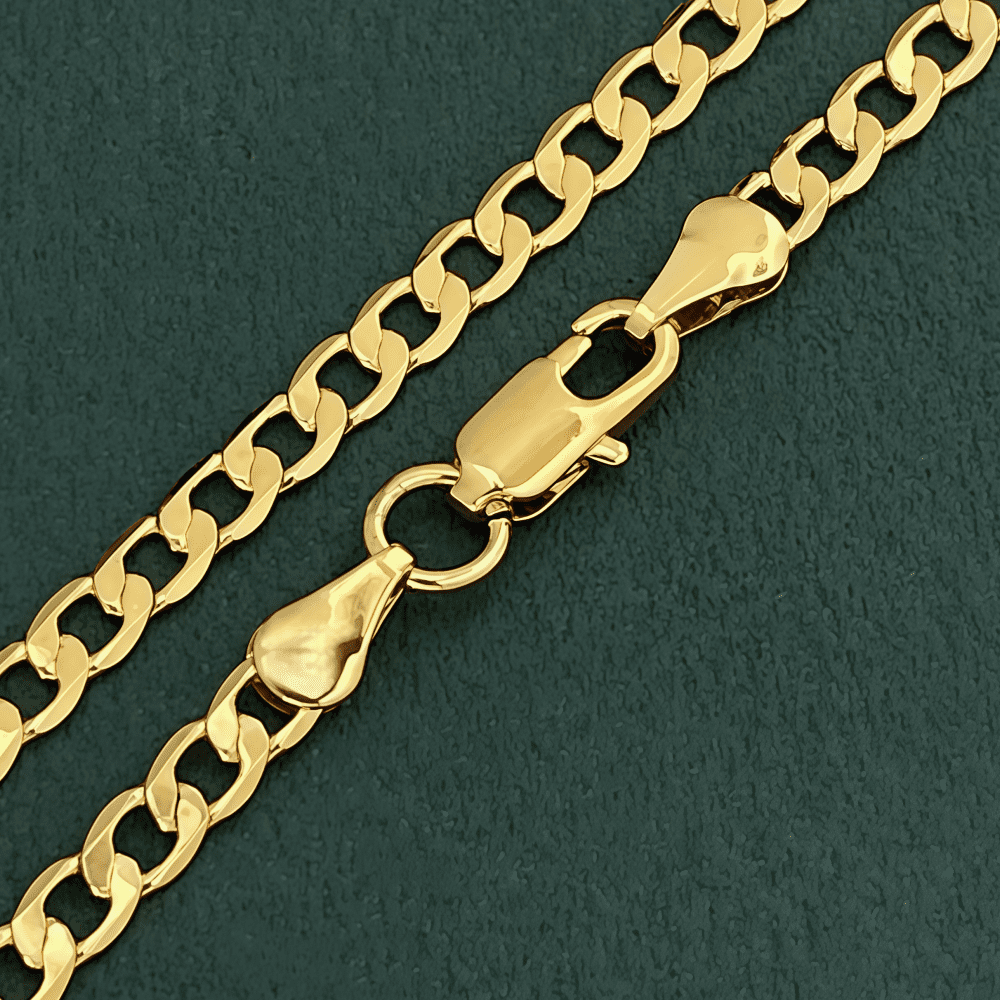 10k Real Gold Solid Necklace for Men, Real Solid  Yellow Gold Chain, 4mm and 22 Inches