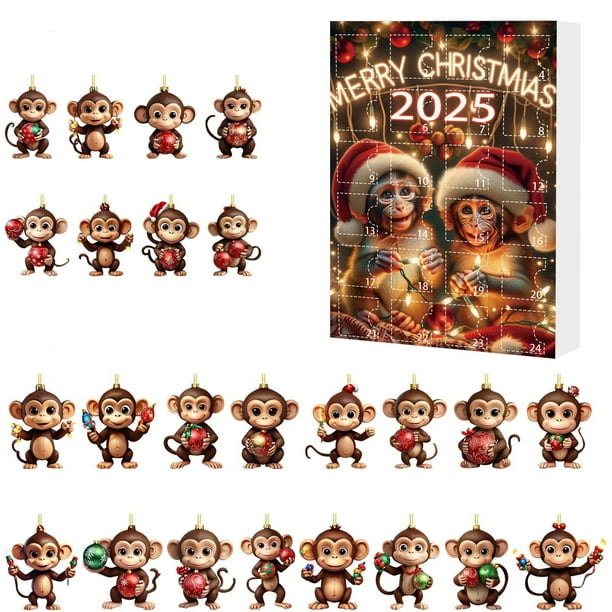 Calendario de cuenta regresiva para Navidad 2025, bonita decoración acrílica, caja de regalo para familiares y amigos.