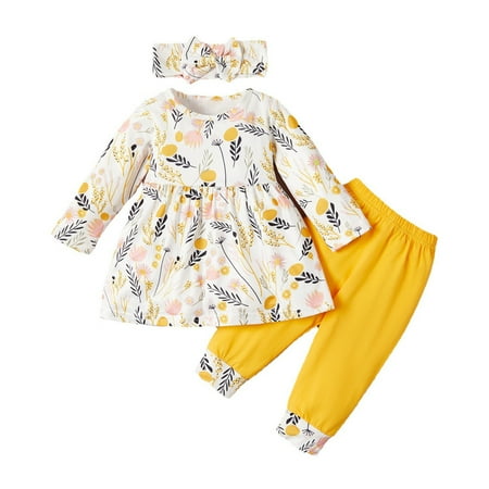 

Baby Girl Valentine Outfit Spring Floral Print Long Sleeve Tops Infant Toddler Girls Clothing Sets Outfits