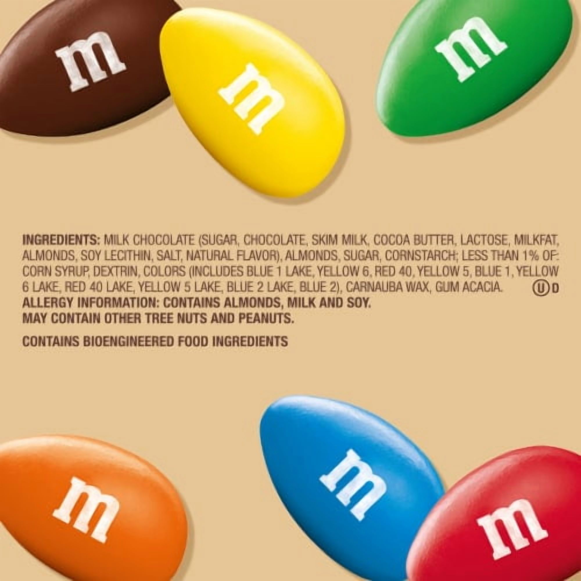 M&M'S Almond Milk Chocolate Candy Family Size Resealable Bulk Candy Bag