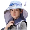 thumbnail image 2 of CSSAD Outdoor Wide Brim Sun Hat with Solar Fan, Summer Big Brimmed Shawl Fisherman's Hat for Childen, Sun Bucket Hat for Men Women UPF 50+ Bucket Fishing & Beach Hat with Fan, Gray, 2 of 6