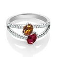 thumbnail image 2 of Gem Stone King Orange Red Madeira Citrine Red Created Ruby 1.31 Ct Two Stone 925 Sterling Silver Ring (Size 8), 2 of 2