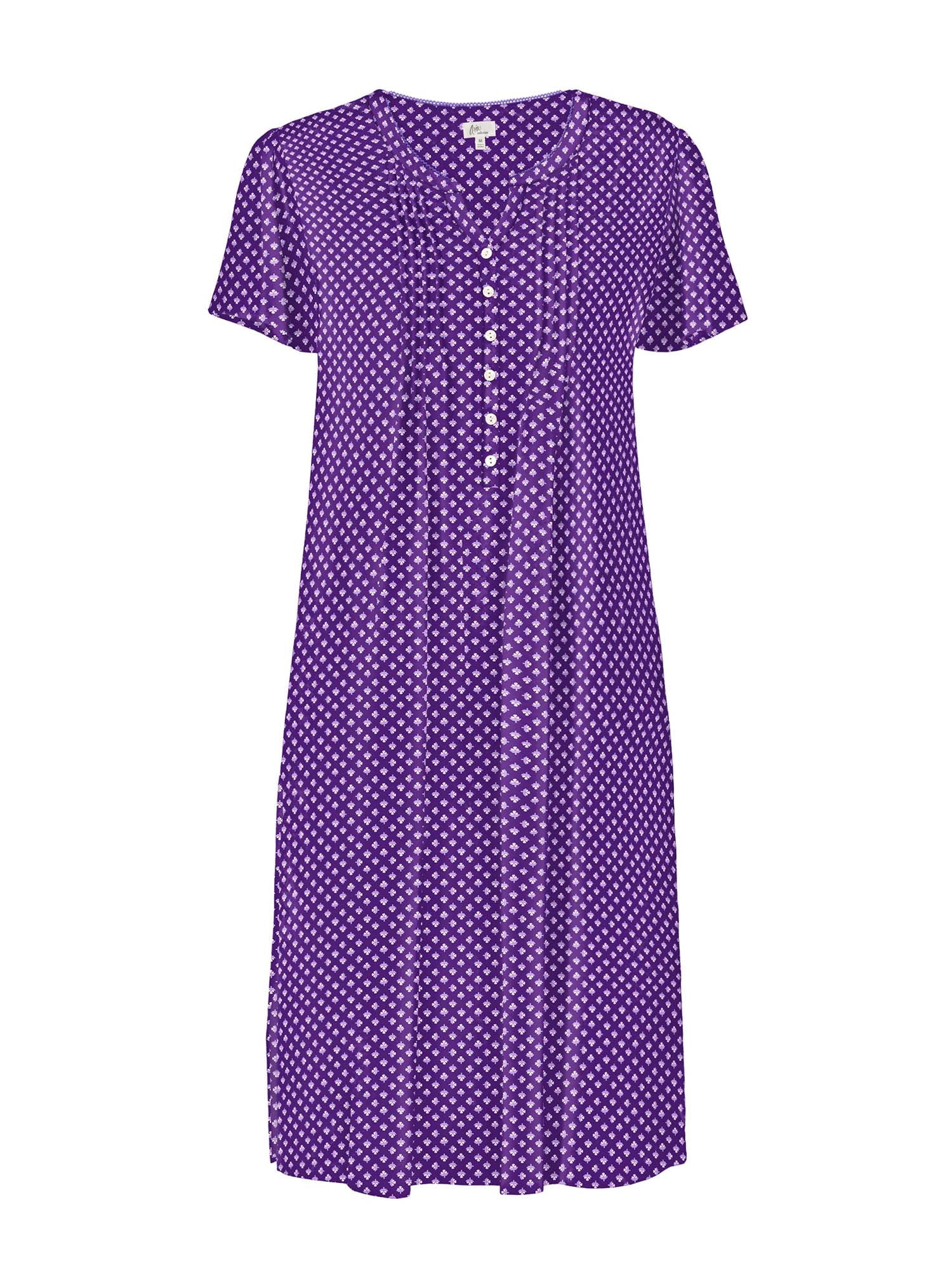 Aria Women’s Short Sleeve Split Neck Sweater Knit Nightgown, Sizes XS-5X