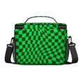 thumbnail image 3 of Green and Black Wavy Checkered Insulated Lunch Box for Women Men, Medium Leakproof Cooler Bag with Adjustable Strap, 10"x6.7"x8", 3 of 6