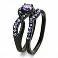 thumbnail image 4 of Luxe Jewelry Designs 2-Piece Women's Stainless Steel Wedding Ring Set with Amethyst Cubic Zirconia,, 4 of 4
