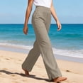 thumbnail image 6 of DORKASM Women Linen Pants High Waist Summer Lightweight Trousers Straight Leg Beach Lounge 2026 Pants Vocation Trendy with Pockets Khaki M, 6 of 6