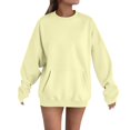 thumbnail image 1 of Breezora Chandail à Capuchon à Poche Surdimensionné pour Femmes, Col Rond, Chandail Décontracté Confortable, Taille P, Beige, 1 of 5