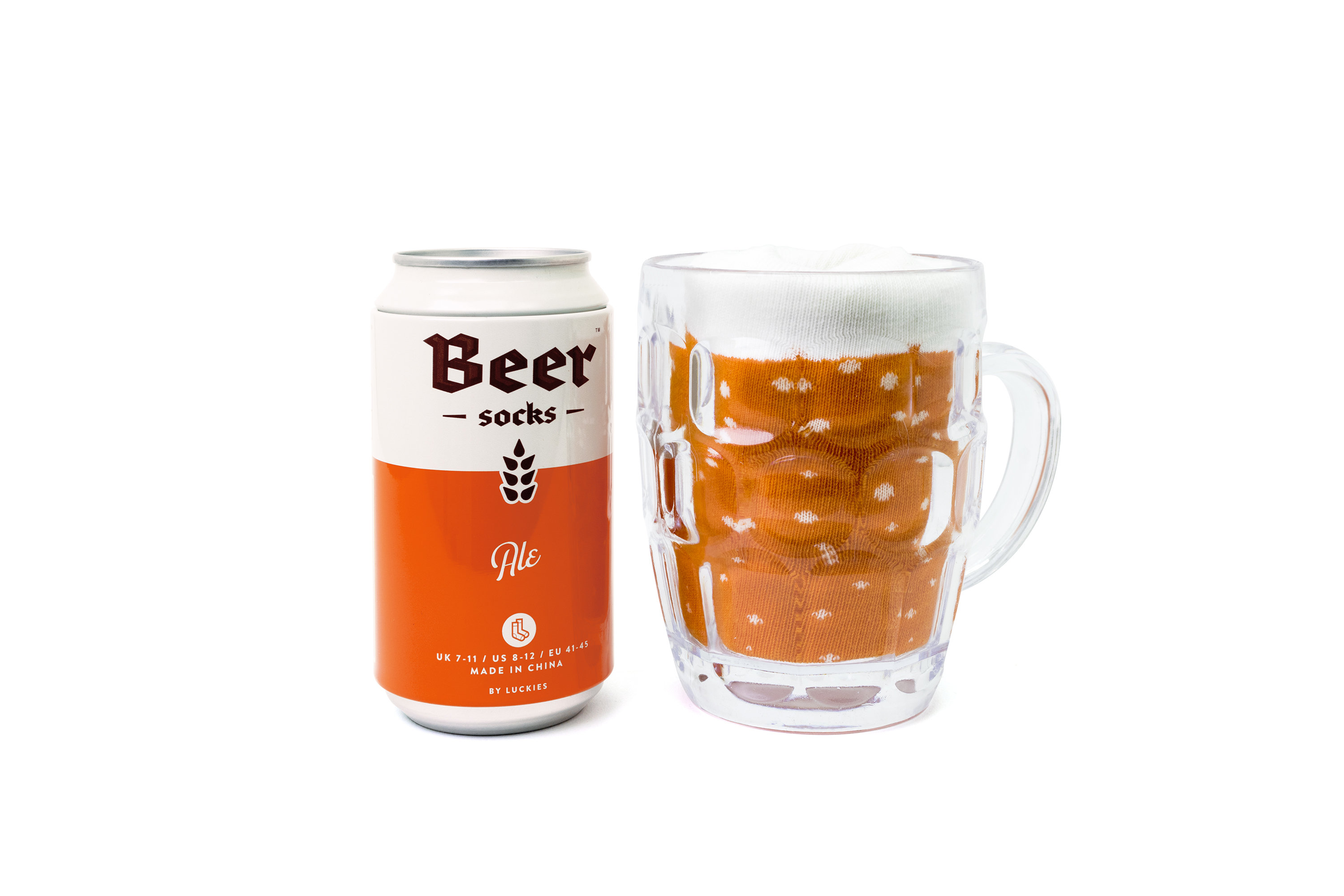 Luckies of London Beer Socks | Mens Socks In A Can | Novelty Socks For Men | Fun Gifts For Men & Gifts For Dad | Cotton Crazy Socks | Funny Socks For Men & Beer Lovers | Ale Crew Socks (Orange)