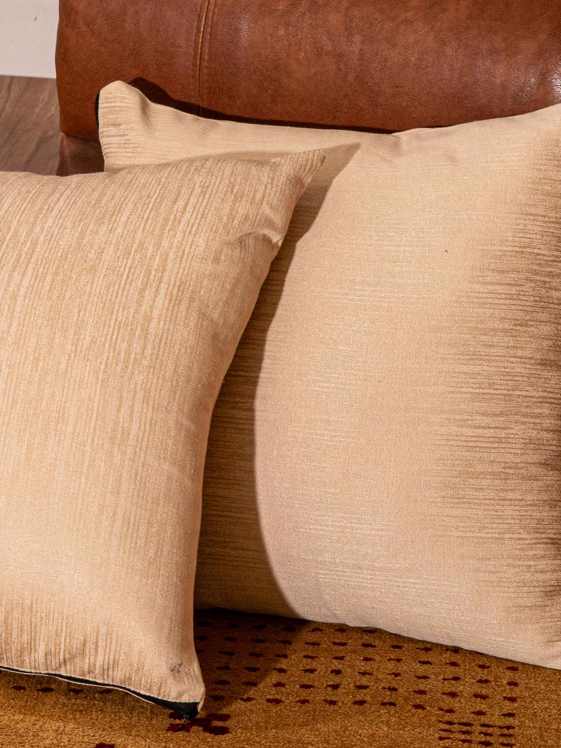 Kika Home Collections Handmade 18" x 18" Modern Beige Solid Print Decorative Pillow Covers, 2 Count