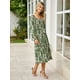 thumbnail image 5 of Vestido largo Simplee para mujer, manga larga, verde primaveral, floral, 5 of 6