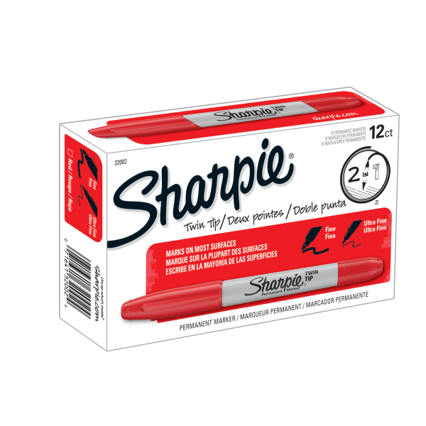 Twin Tip Fine Point and Ultra Fine Point Permanent Marker 12-Pack Red New Twin Tip Fine Point and Ultra Fine Point Permanent Marker 12-Pack Red New