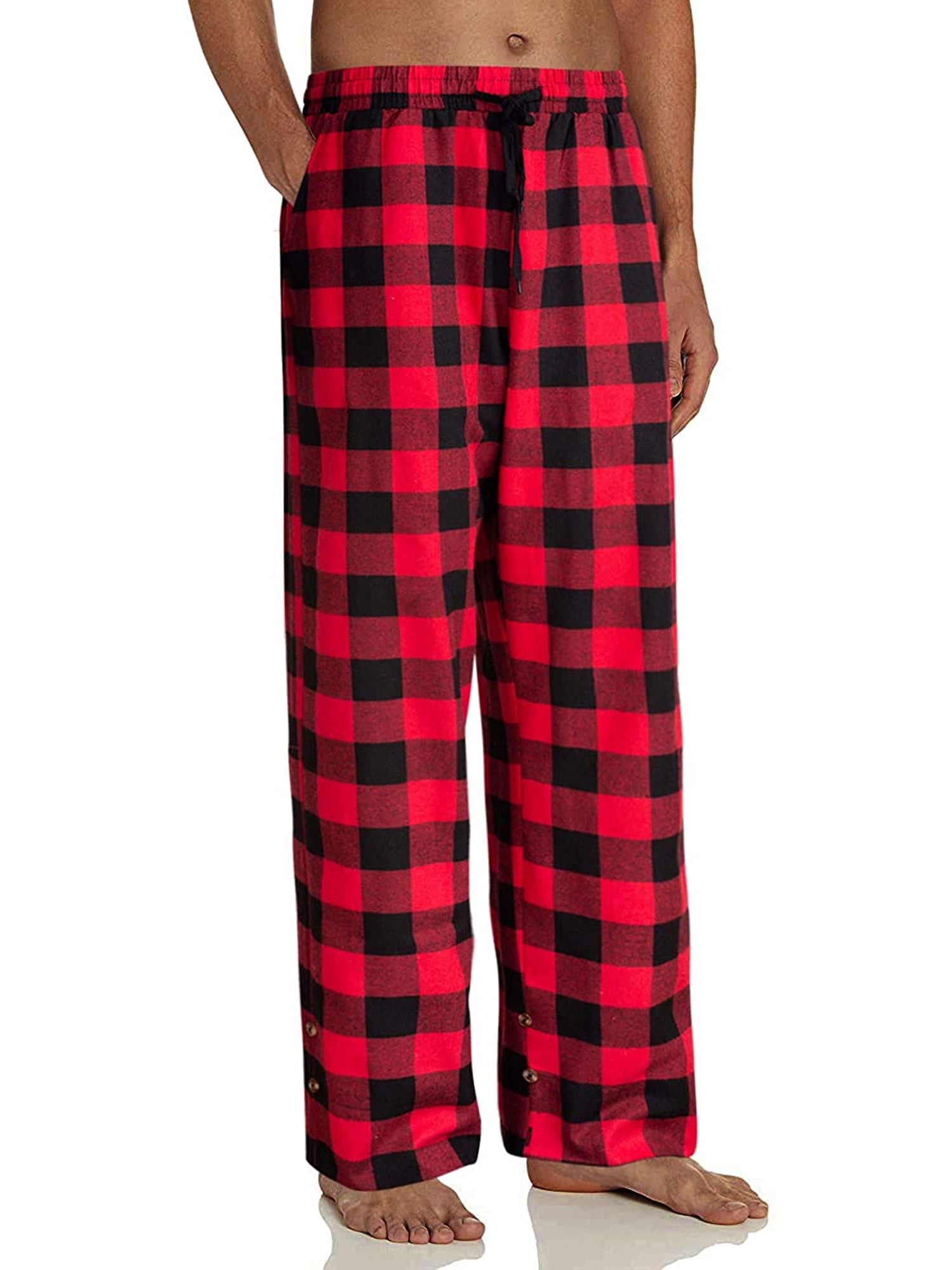 FOCUSNORM Mens Plaid Cotton Pajama Pants, Lounge Sleepwear PJs with
