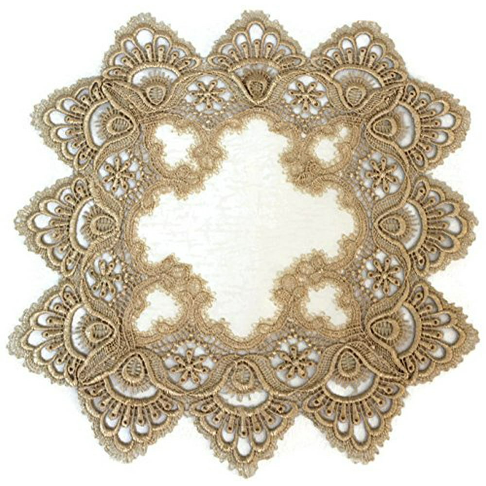 Doily Boutique Square Placemat or Doily in Gold European Lace and