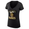 thumbnail image 2 of Women's G-III 4Her by Carl Banks Black San Diego Padres Super-Slim Fit Lightweight Team Logo Graphic V-Neck T-Shirt, 2 of 5
