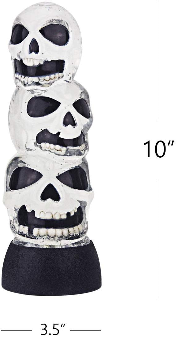 Triple Skulls Stack Tower Led Halloween Snow Globe Table Light Walmart Com Walmart Com
