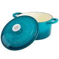 thumbnail image 2 of Crockpot Artisan 7 Quart Round Enameled Cast Iron Dutch Oven with Lid in Teal, 2 of 6