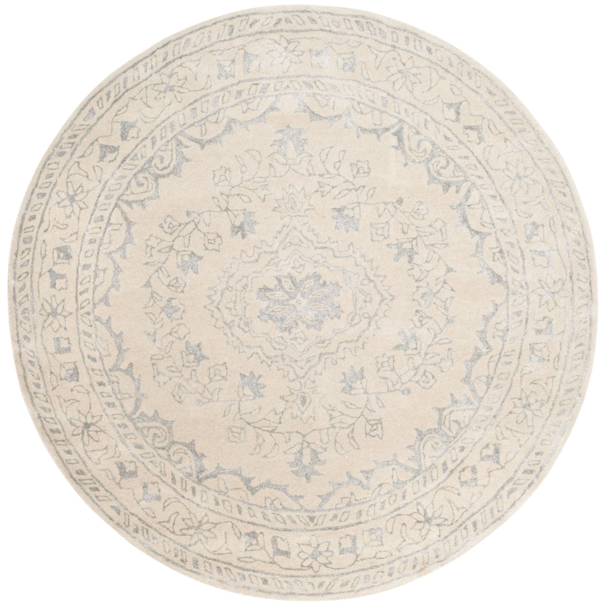 SAFAVIEH Glamour Gaia Floral Bordered Wool Area Rug, Light Grey, 2' x 3'