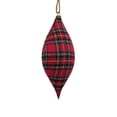 thumbnail image 2 of Vickerman Red and Black Plaid Cloth Assorted Christmas Ornaments, 4" Ball and 7" Finial, includes 4 pieces per bag., 2 of 3