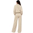 thumbnail image 3 of Women's 2 Piece Lounge Set Quarter Zip Pullover and Wide Leg Pants, Casual Fall Matching Outfit with Drawstring Waist and Pockets Tracksuit, S, 3 of 5