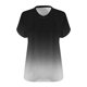 thumbnail image 5 of Puntoco Liquidación de blusas cortas para mujer Camisa básica estampada de manga corta con cuello en V y talla grande para mujer, 5 of 5