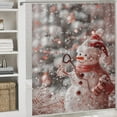 thumbnail image 5 of Christmas Trees, Snowmen 4Pcs Shower Curtain Set Shower Curtain Set with Carpet Bath Mat, 5 of 8