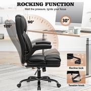 STACOO Executive Leather Office Chair, Ergonomic High-back Home Office Desk Chair with Adjustable Armrest and Lumbar Support, Black
