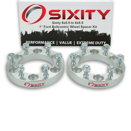 Sixity Auto 2 pc 1" 6x5.5 Wheel Spacers compatible with Ford Courier M12x1.5mm 1.25in Studs Lugs