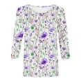 thumbnail image 4 of MaFYtyTPR Women 3/4Sleeves Casual Shirts Pullover Loose Tunic Tops Print Blouse 2024 Hot Blouses&Shirts Purple XXL, 4 of 5