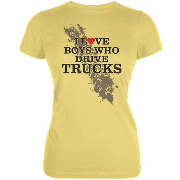 Boys Who Drive Trucks Yellow Juniors Soft T-Shirt - Small