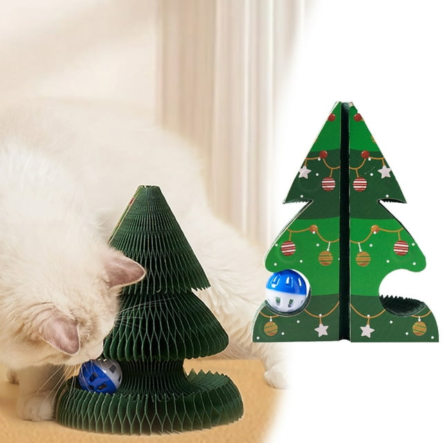 Multipurpose Corrugated Cardboard Cat Scratching Post with Globe Toy Foldable Board for Indoor Play and Pet Care