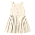 thumbnail image 3 of Robes Mini pour Femmes à Col Rond Sans Manches Style Bohème Vacances à Boutons devant Légères Respirantes Coupe Ample Robes, 3 of 7